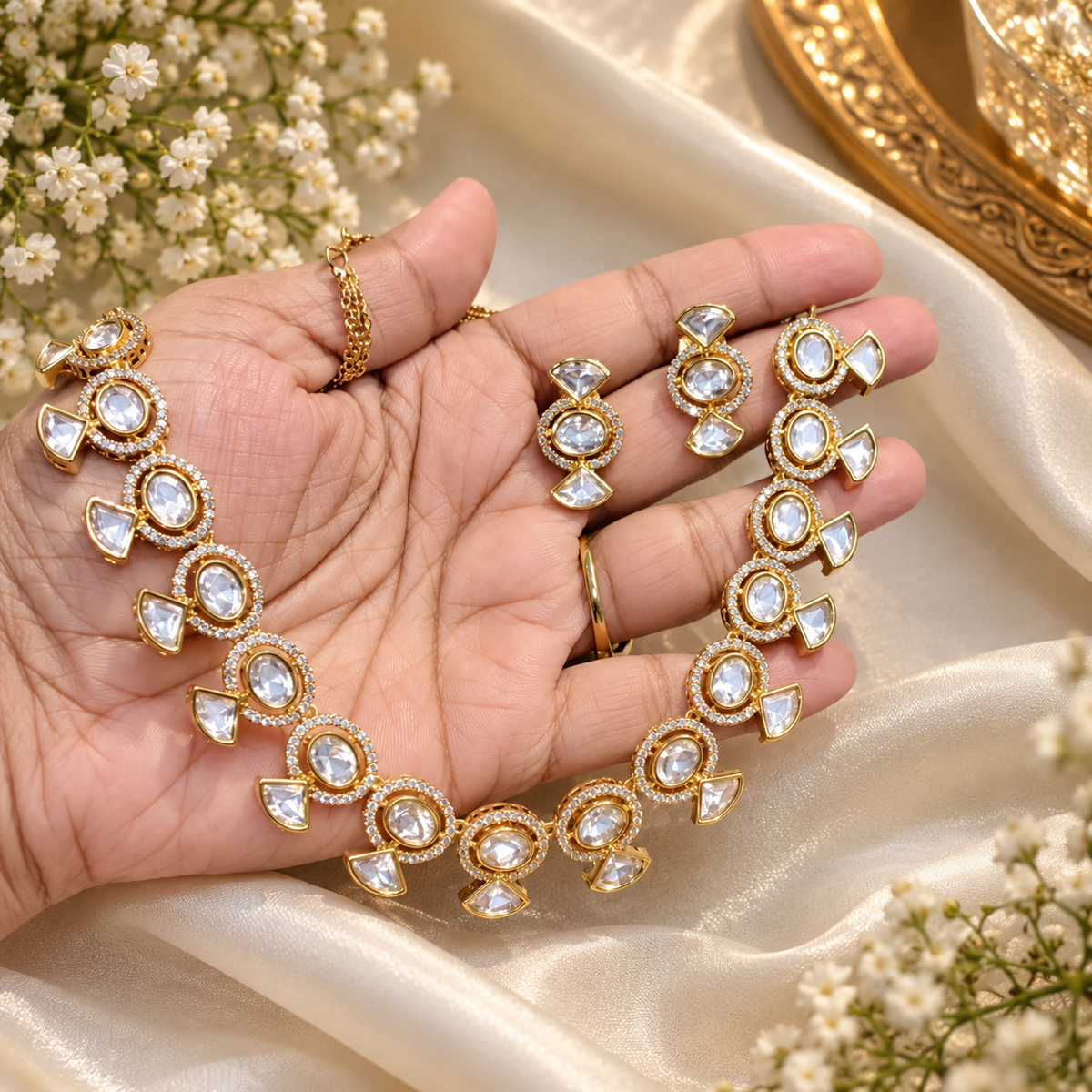 Heer Moissanite Necklace Set