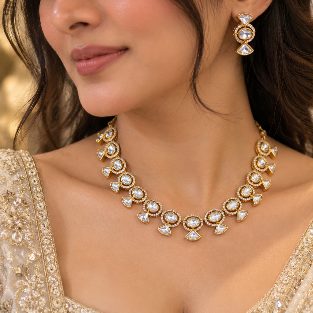Heer Moissanite Necklace Set