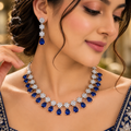 Roma Blue Sapphire American Daimond Necklace set