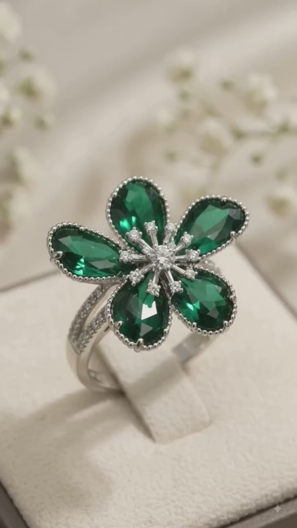 Emerald Green CZ Adjustable Ring