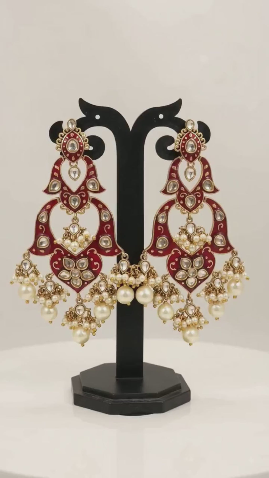 Jini Moissanite Pearl Meenakari Earrings