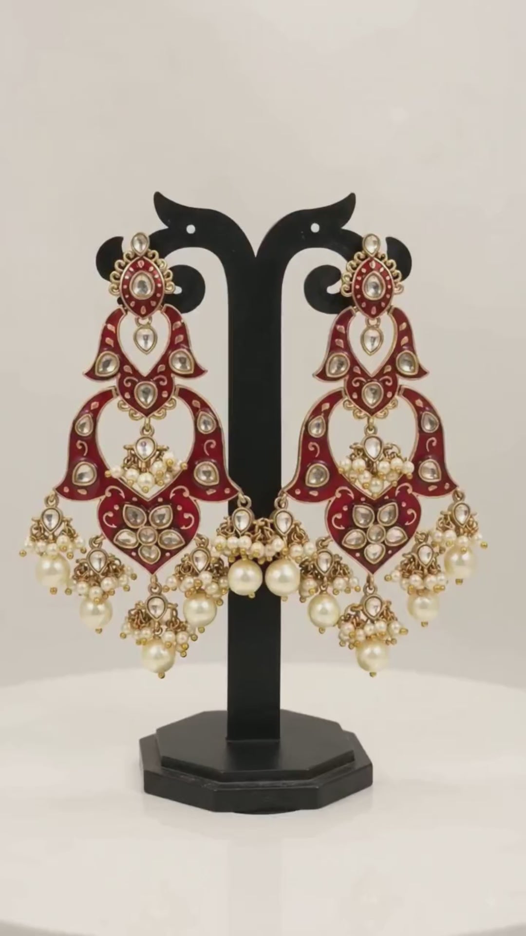 Jini Moissanite Pearl Meenakari Earrings