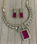 Sherlin Doublet Silver Foiling Necklace Set