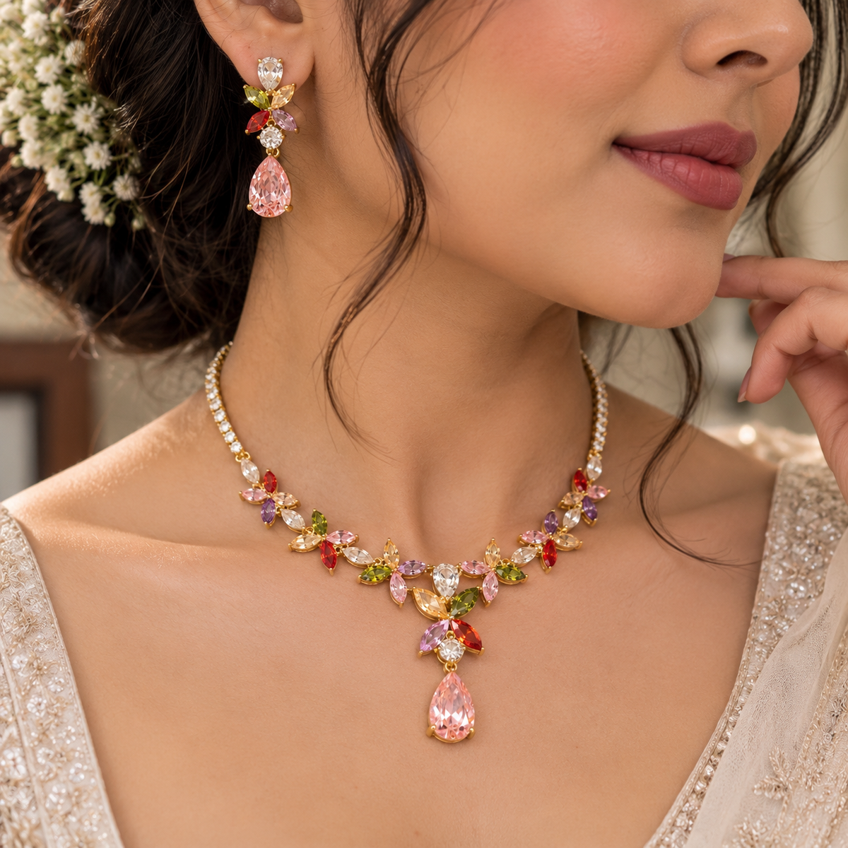 Hania Korean Daimonds Necklace Set