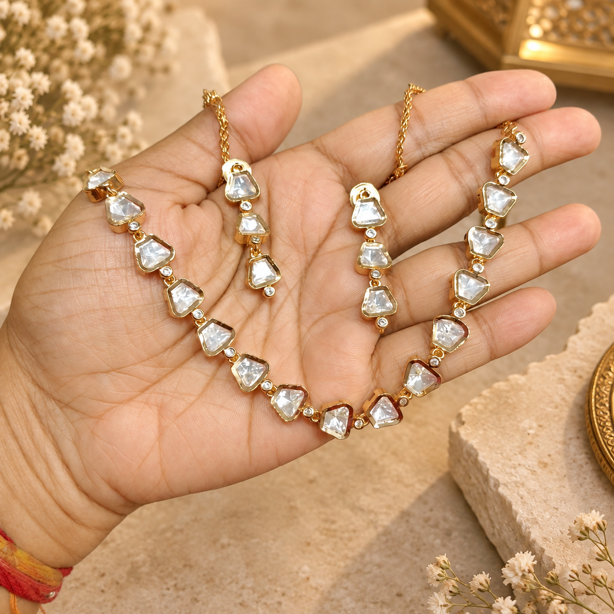 Lashkara Moissanite Single line Necklace Set