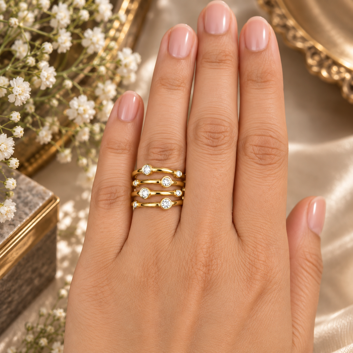 Ziva AD Anti Tarnish Adjustable Ring