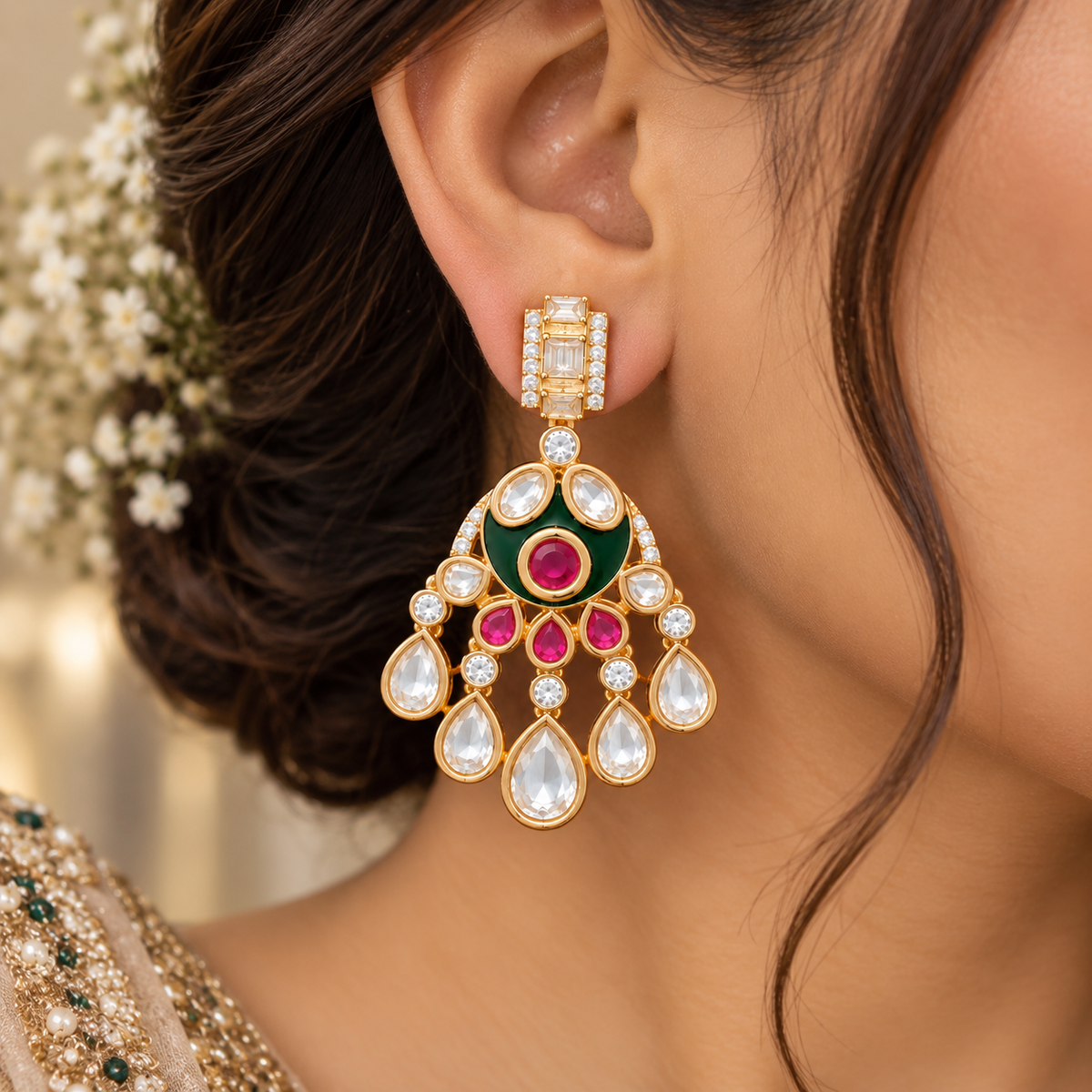 Mehak Moissanite Polki Earrings