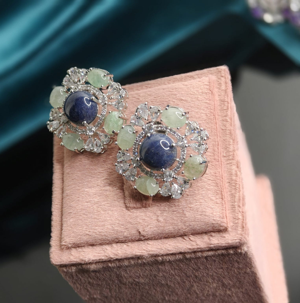 Floral Cabochon Statement Studs