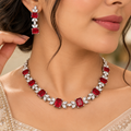 Naira Ruby Red American Daimond Necklace set