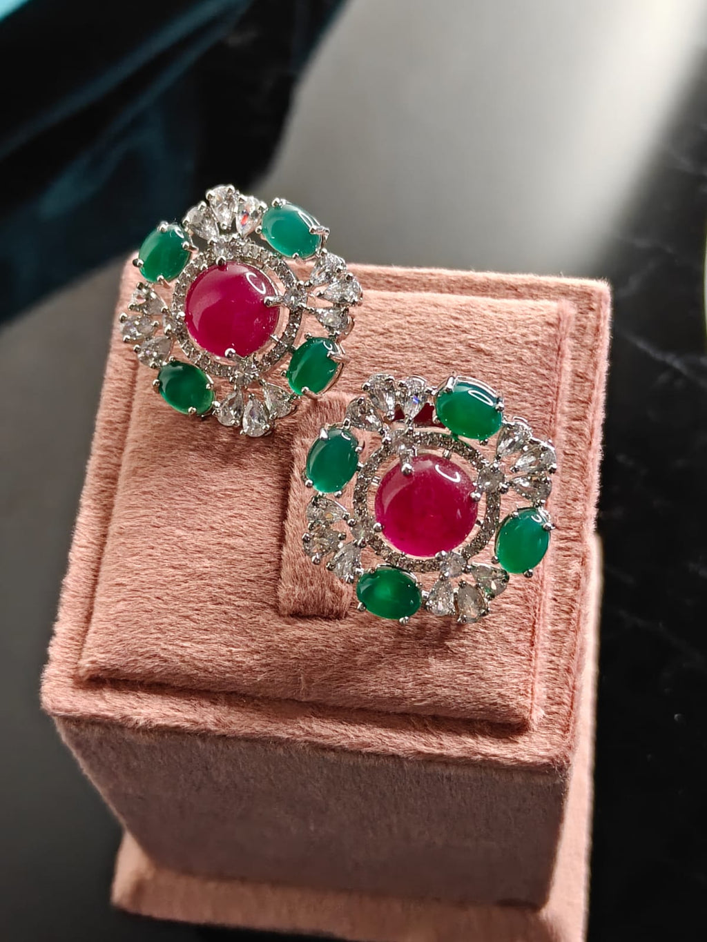 Floral Cabochon Statement Studs