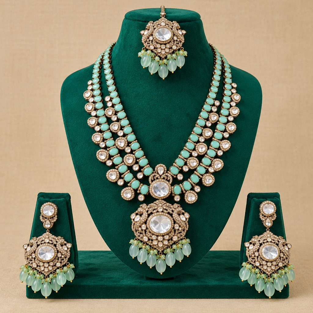 Kylie Moissionite Polki Necklace Set