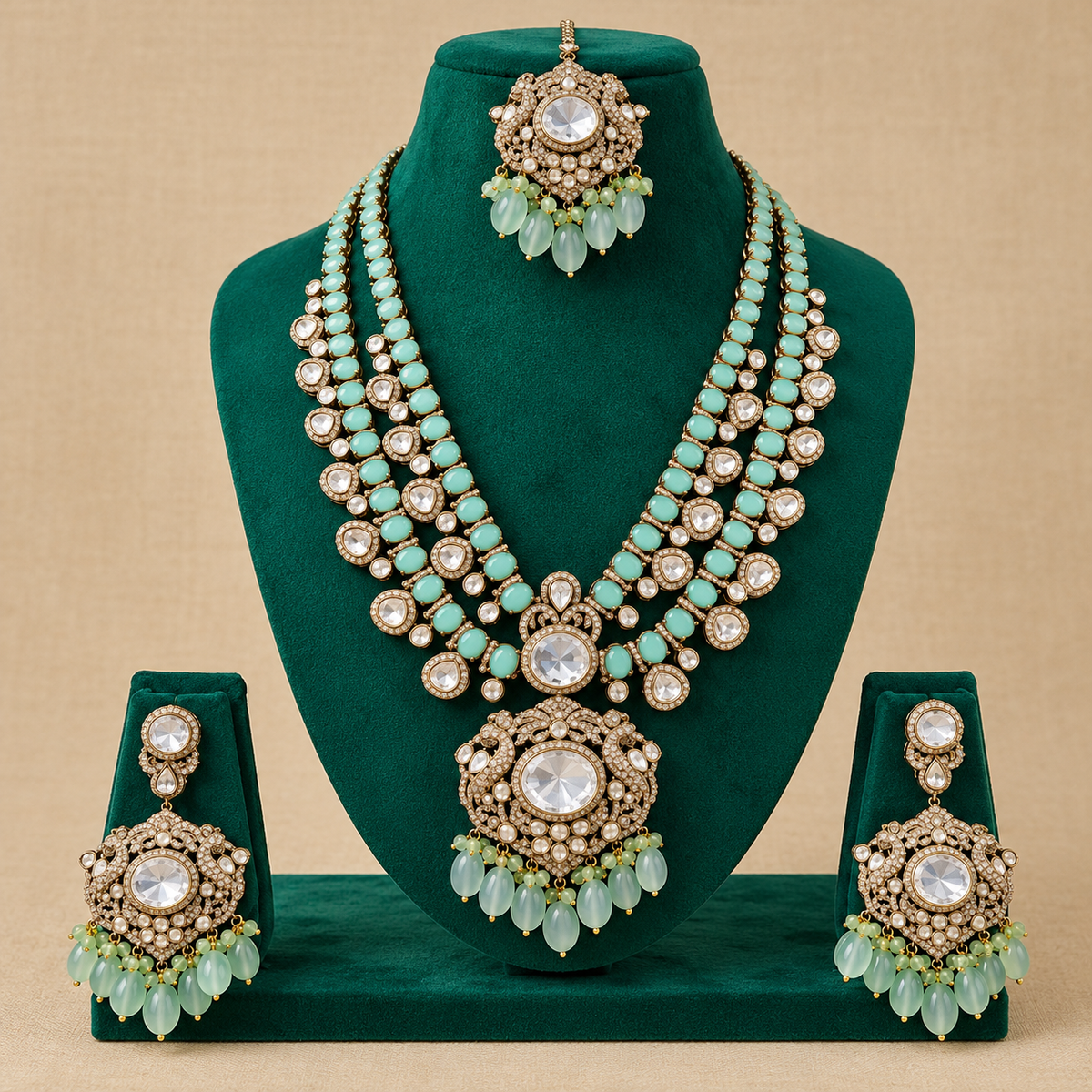 Kylie Moissionite Polki Necklace Set