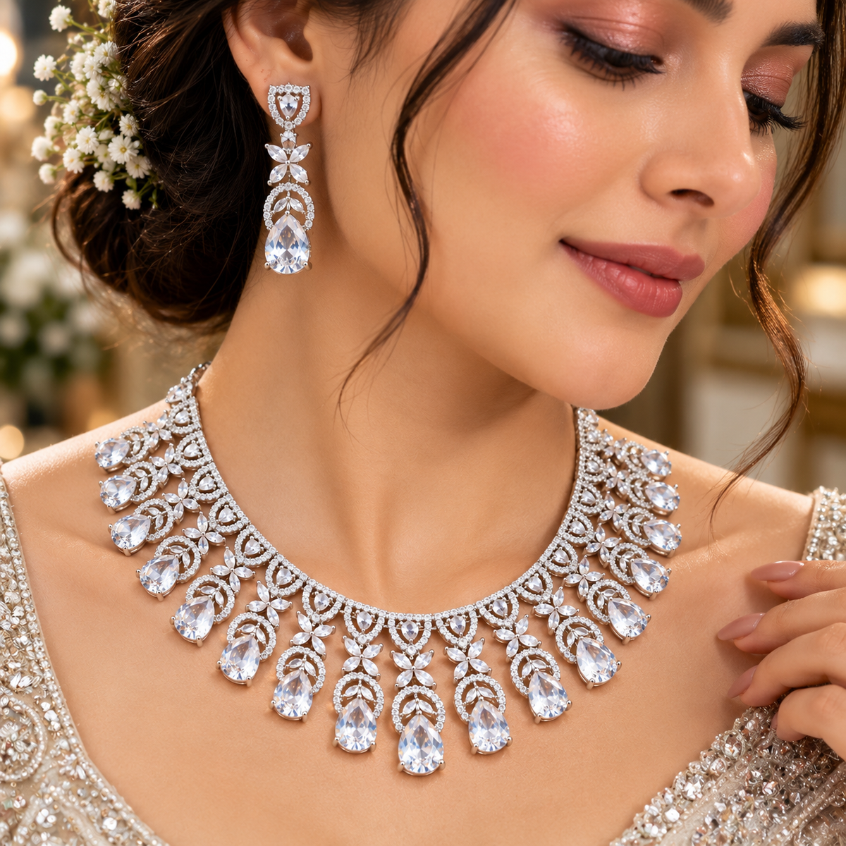 Nainisha American Daimonds Necklace set