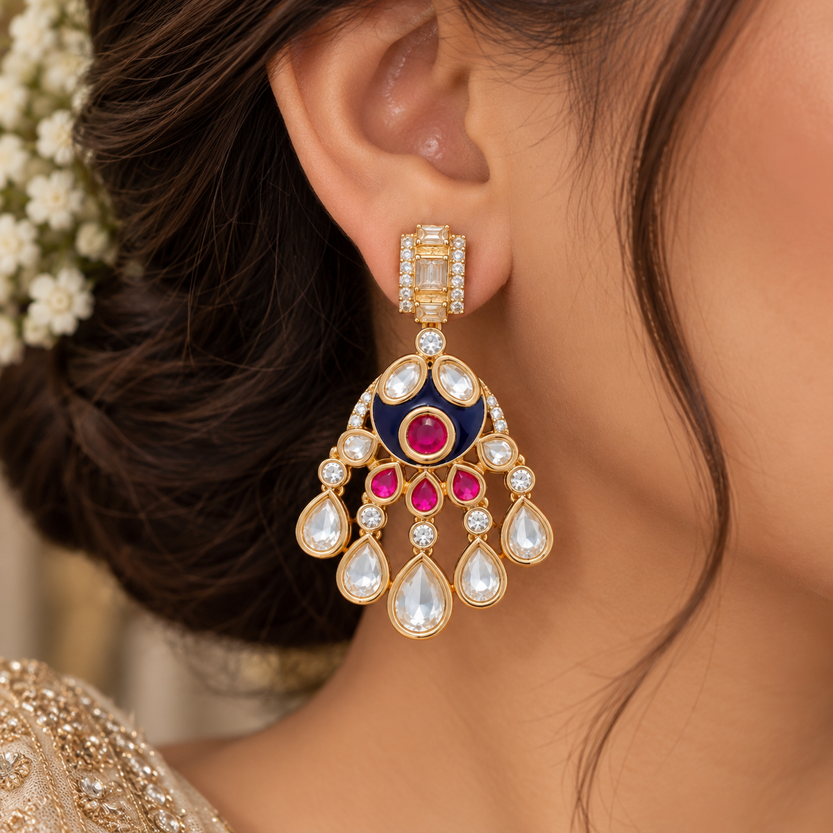 Mehak Moissanite Polki Earrings