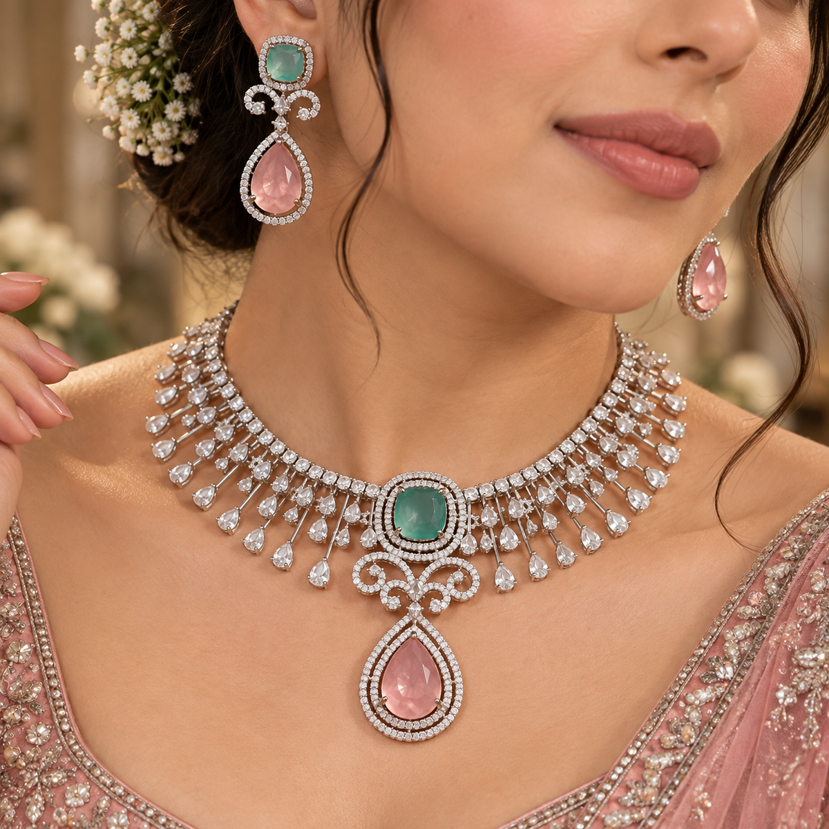 Aska American Daimond Necklace set