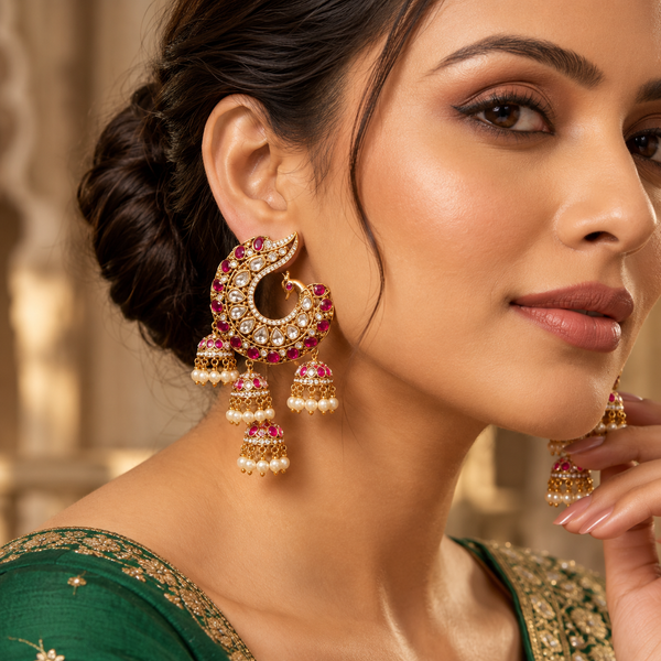 Nora Peacock Style Chandbali Earrings