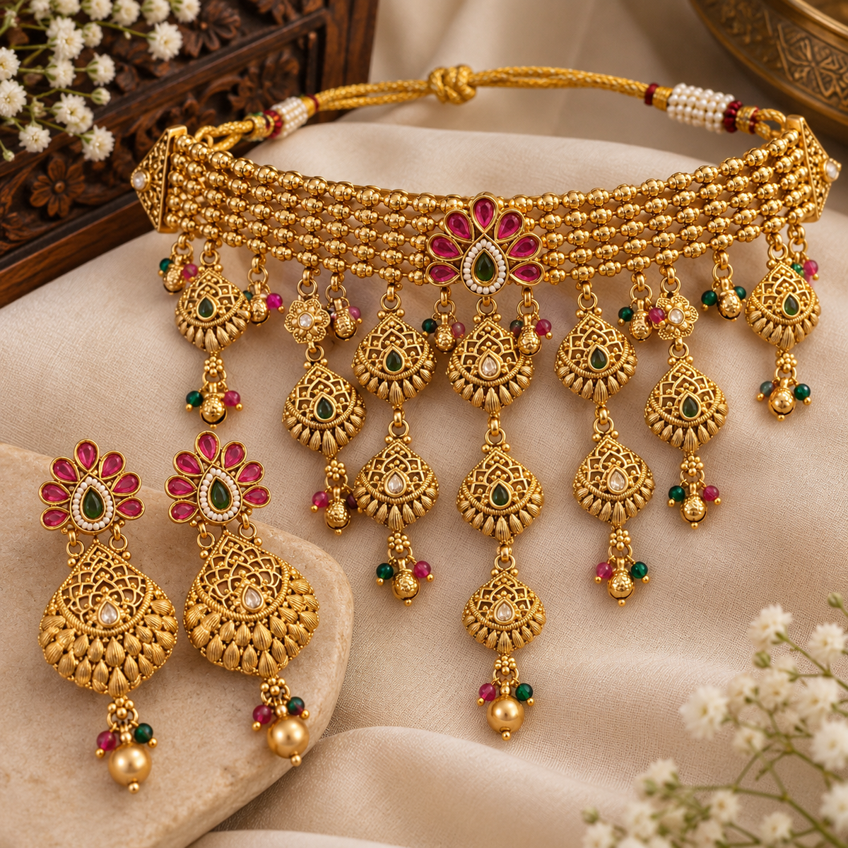Sameeksha Gold lookalike Choker Set