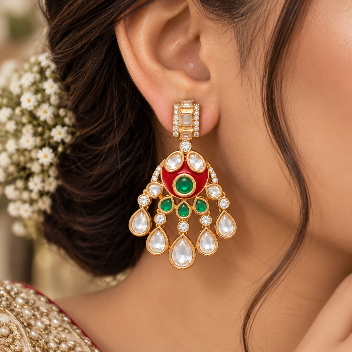 Mehak Moissanite Polki Earrings