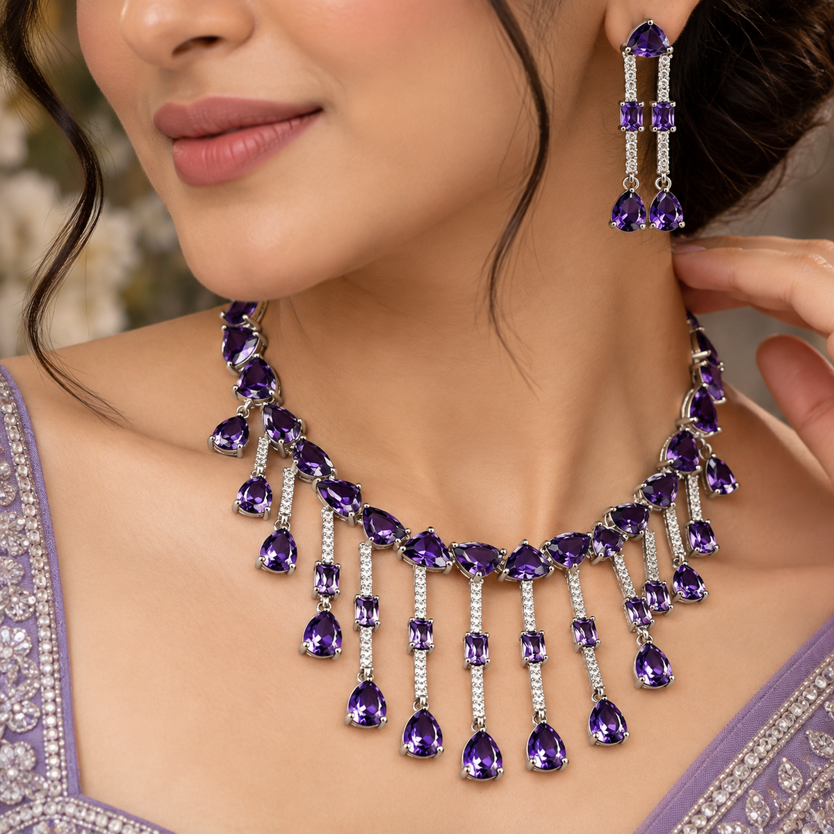 Hansika Multi Color CZ Necklace Set