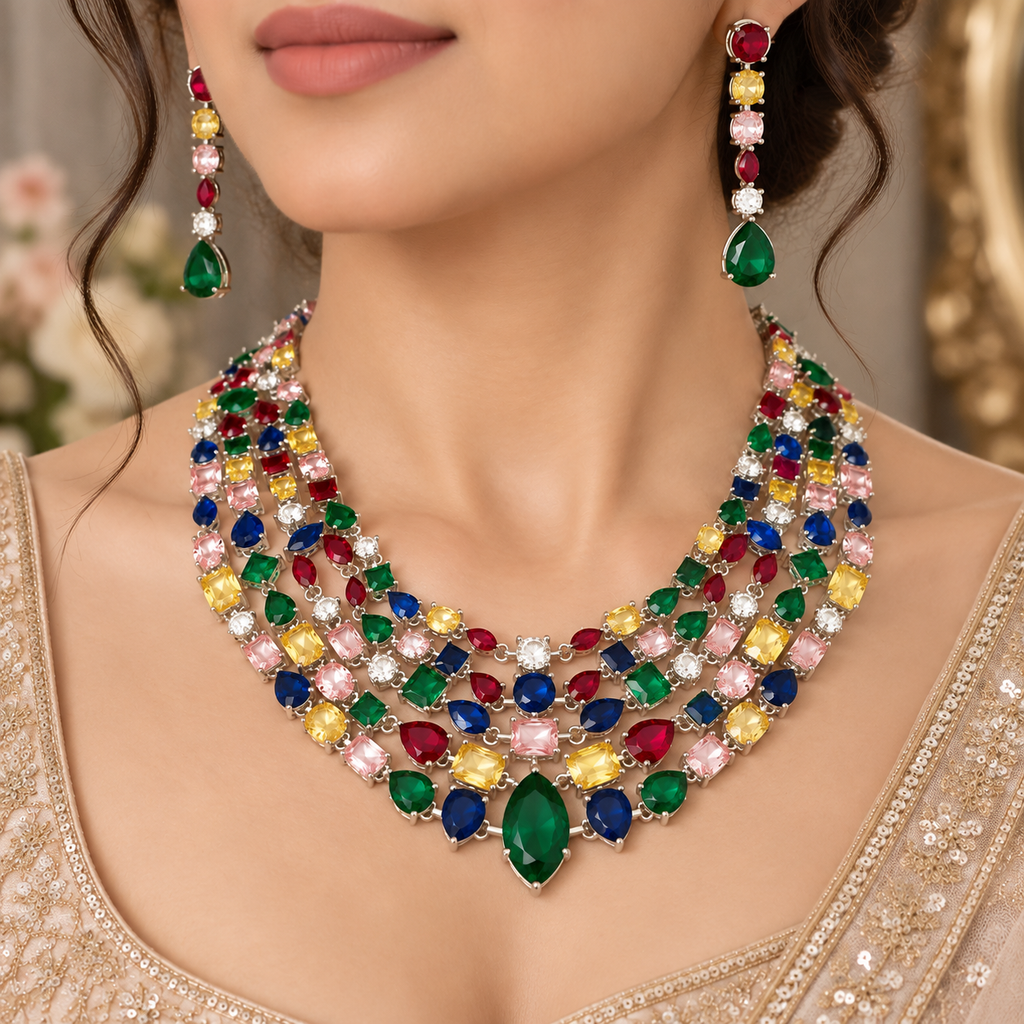 Kavya CZ Multicolor Necklace set