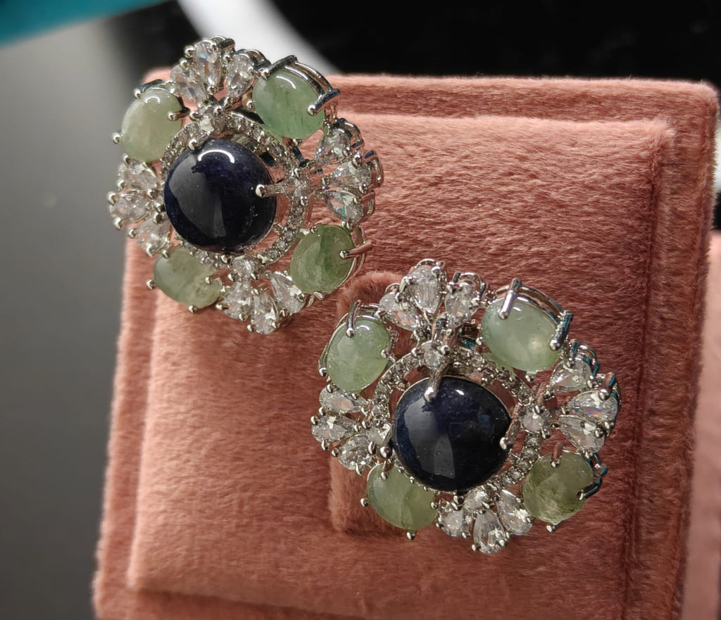 Floral Cabochon Statement Studs