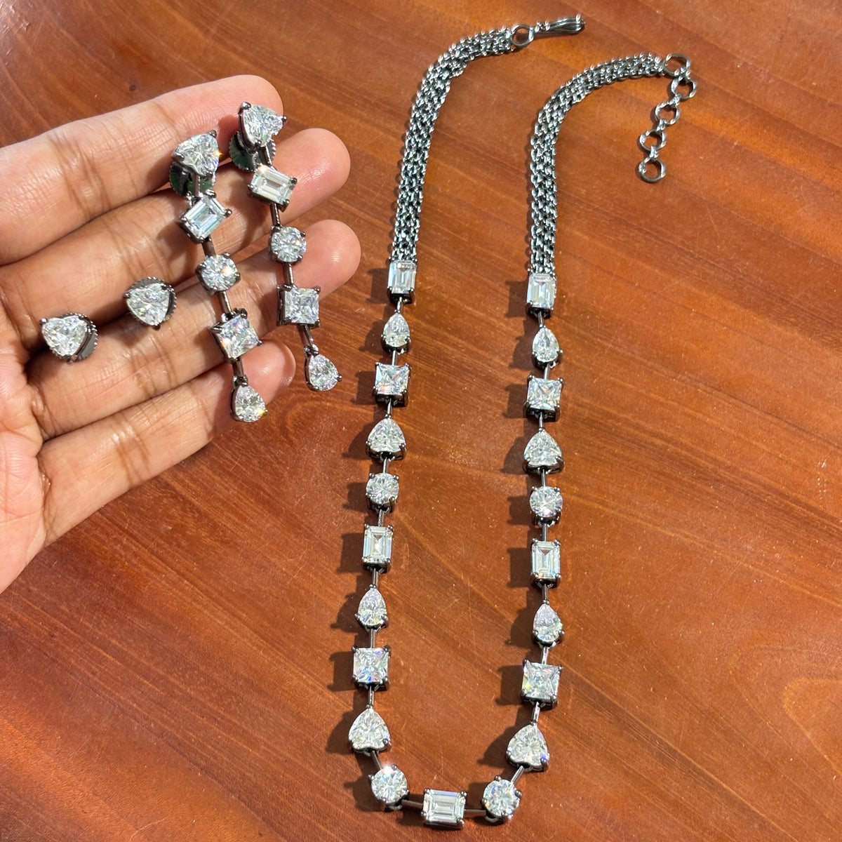 Zahra CZ korean stone solitaire Necklace set