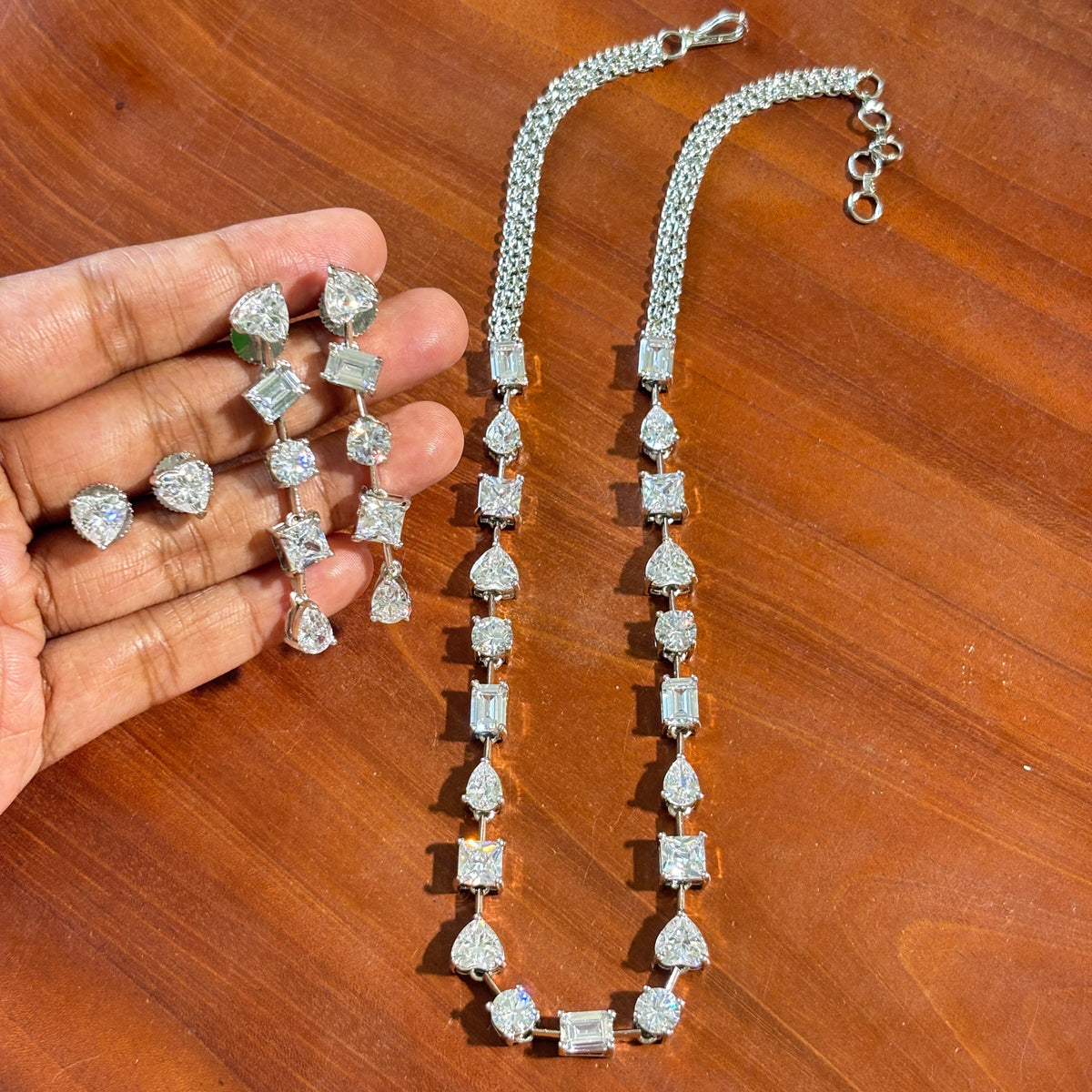 Zahra CZ korean stone solitaire Necklace set