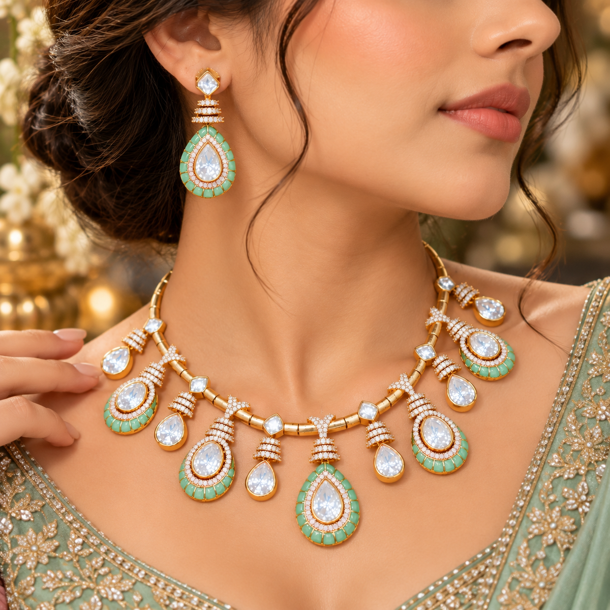 Tara Moissanite Necklace Set