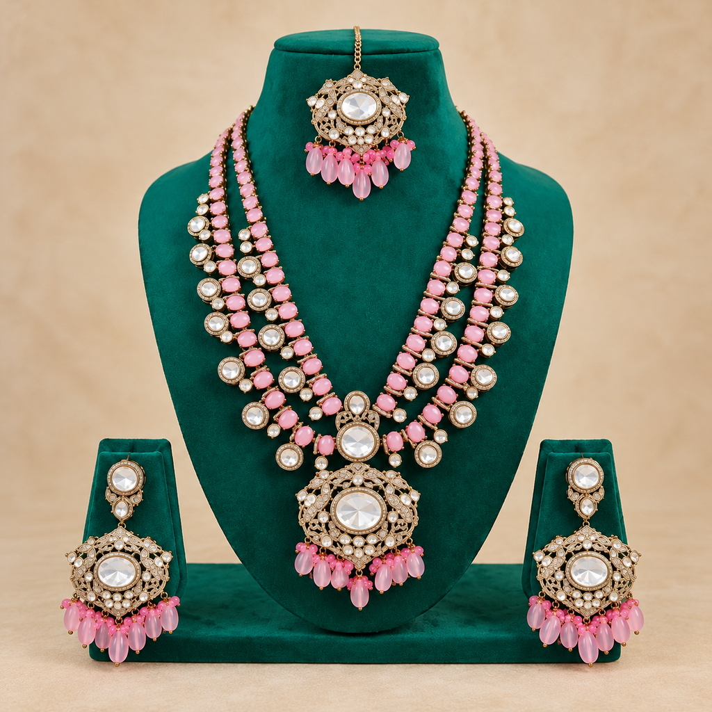 Kylie Moissionite Polki Necklace Set
