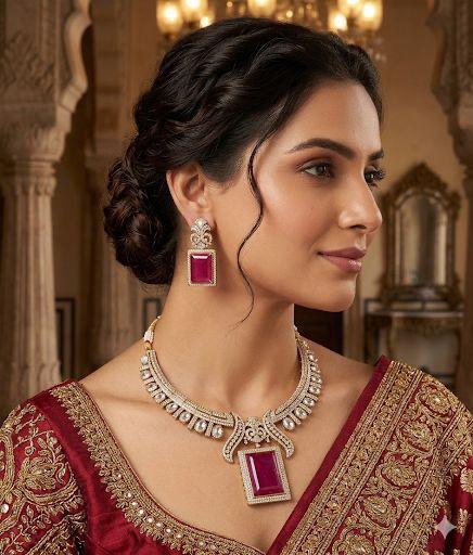 Sherlin Doublet Silver Foiling Necklace Set