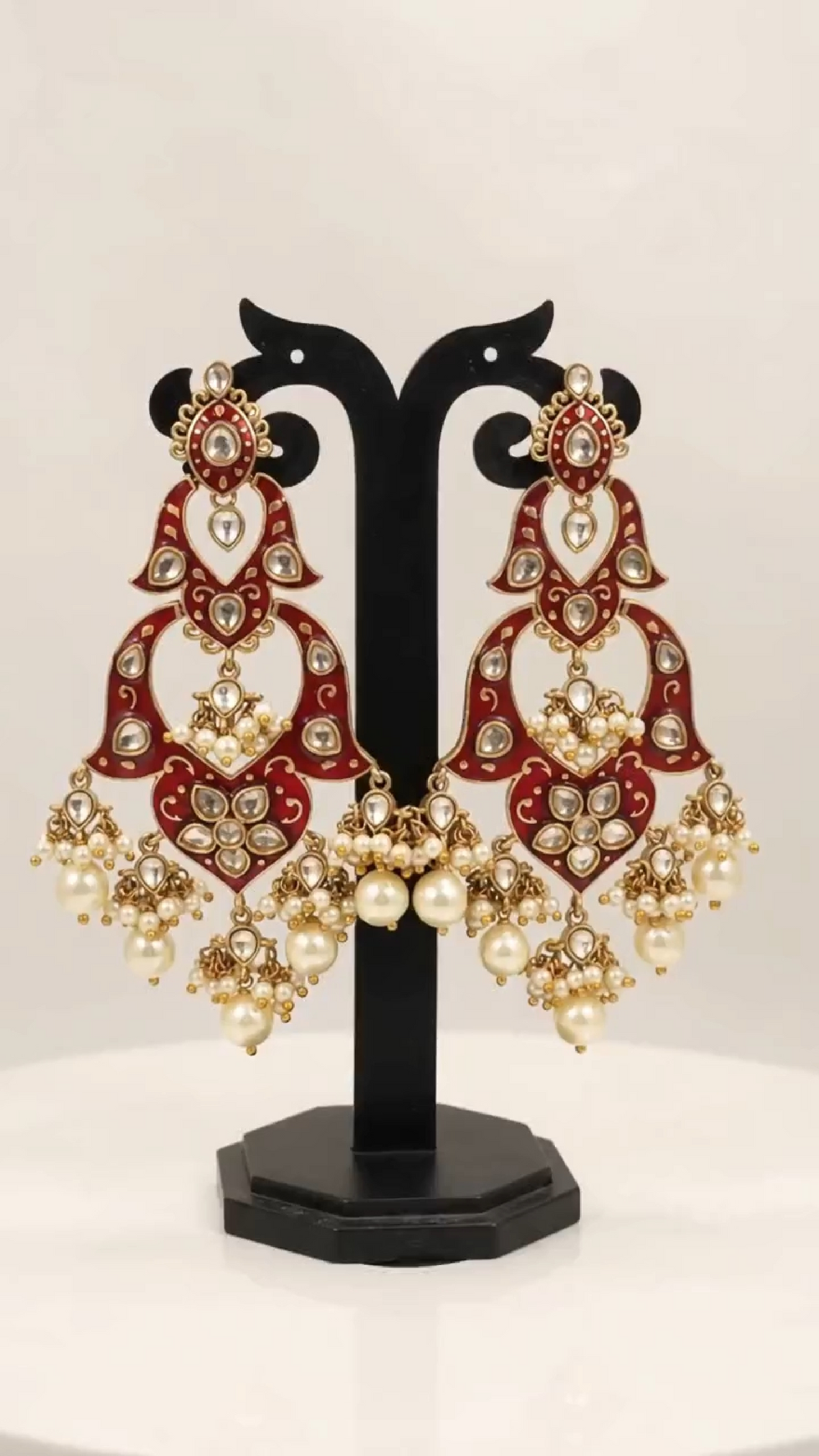 Jini Moissanite Pearl Meenakari Earrings