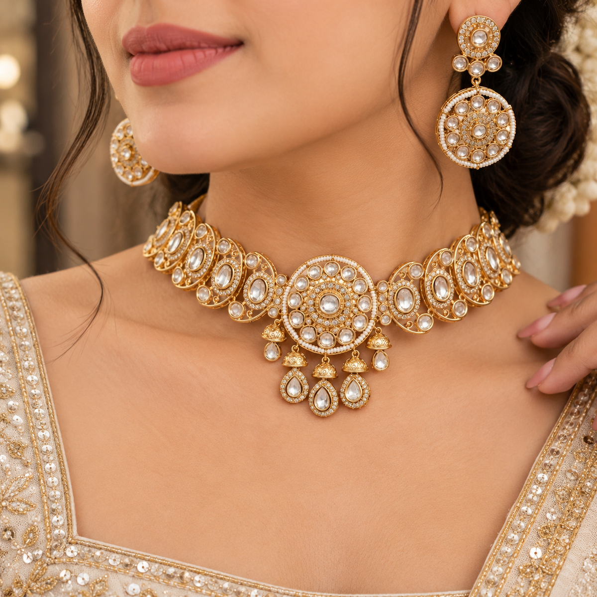 Mehak Moissanite Choker set