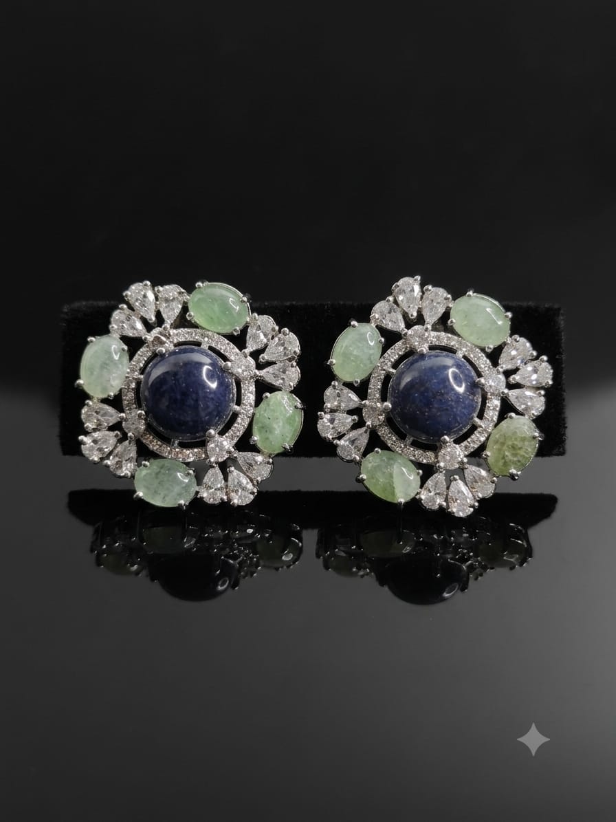 Floral Cabochon Statement Studs