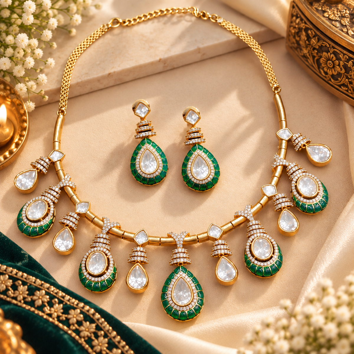 Tara Moissanite Necklace Set
