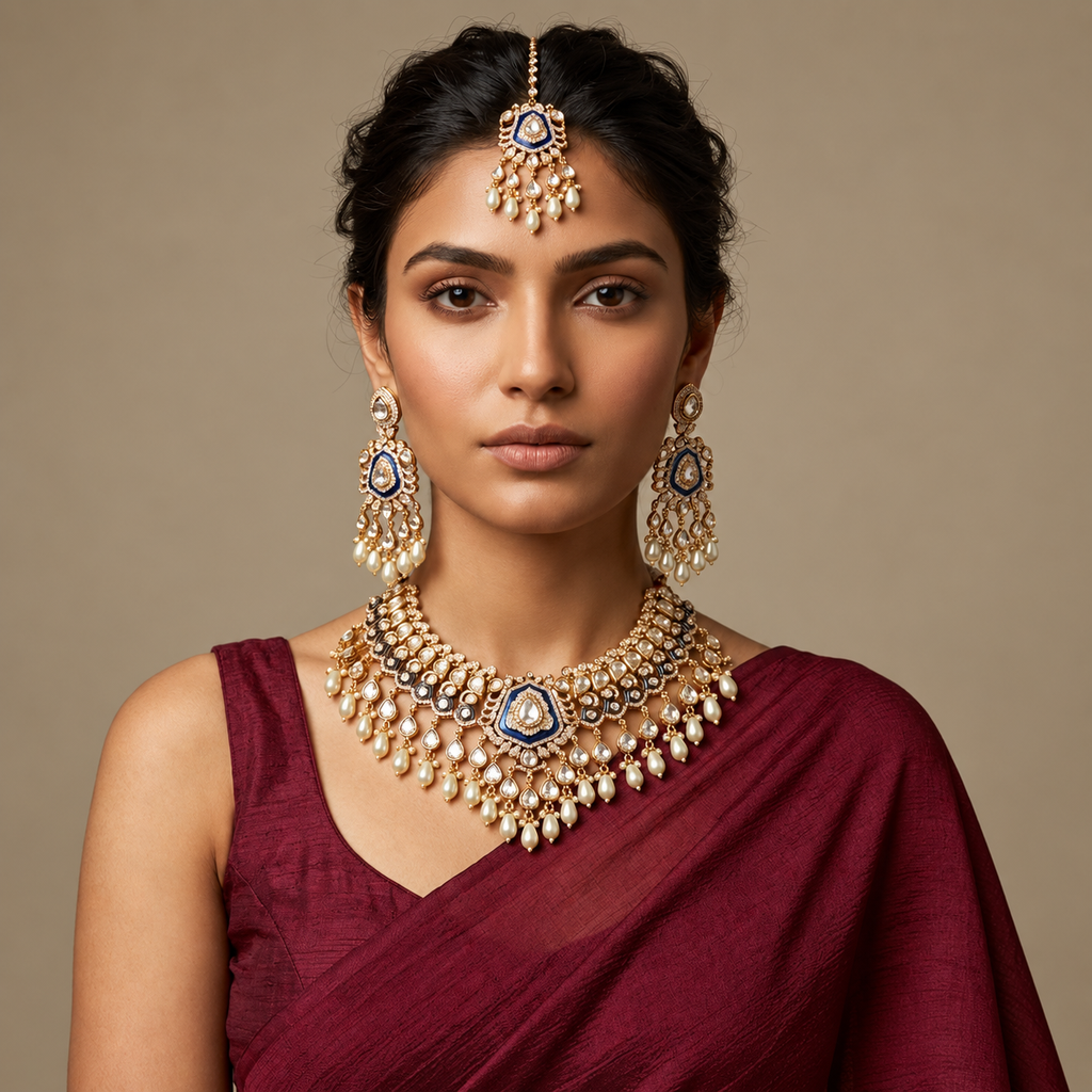 Himakshi Moissanite and pearl Necklace set