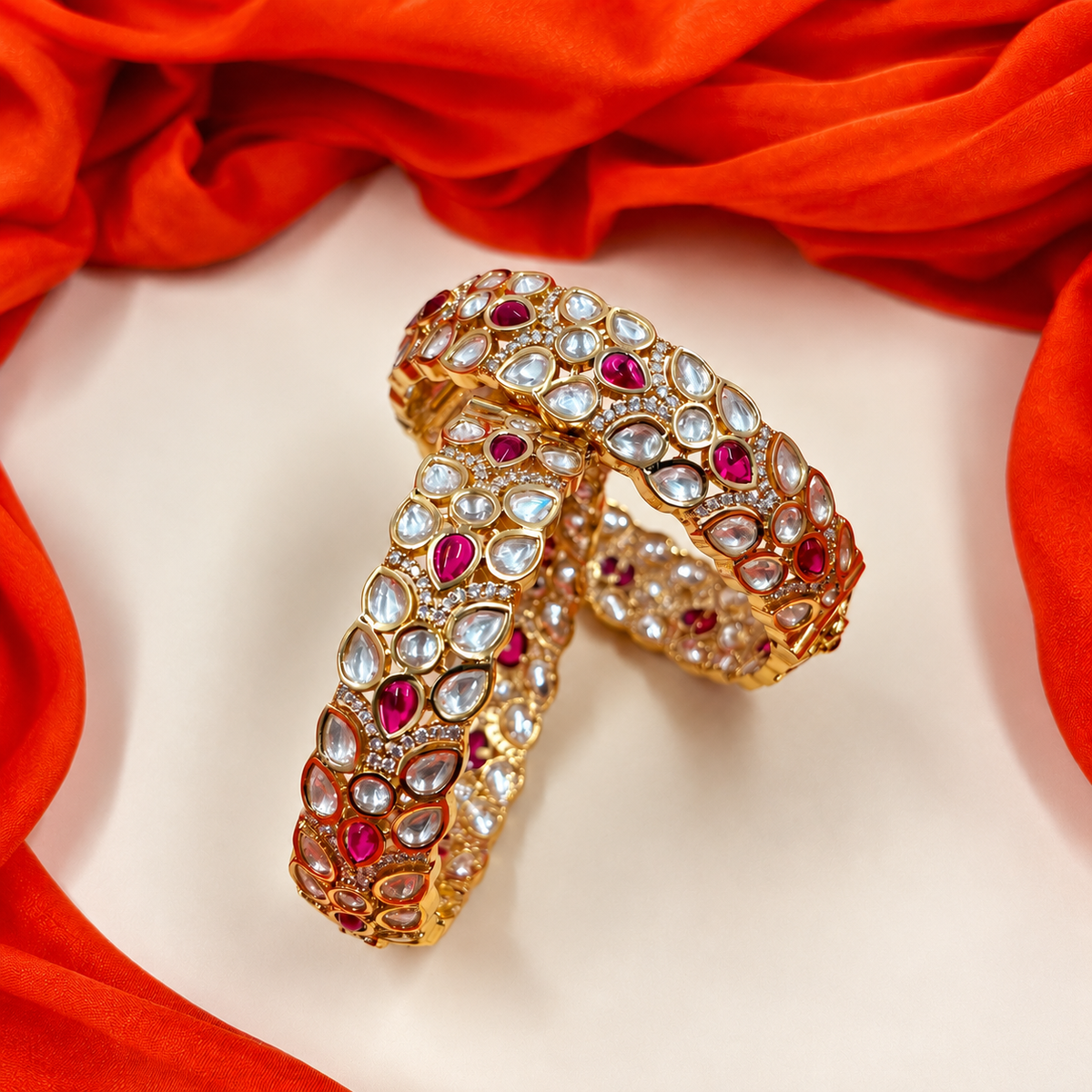 Shringar Moissanite Kundan Openable Bangles
